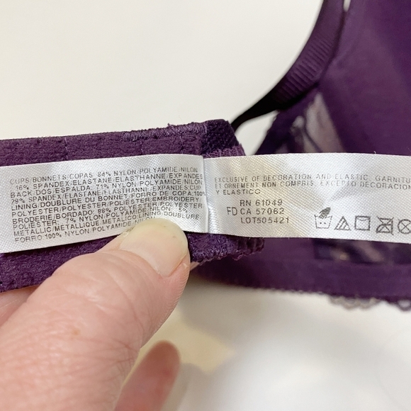 Wacoal La Femme Contour Bra 36B underwire purple gold 853217 lace embroidered - Picture 9 of 10
